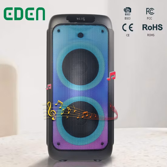 2022 New Dual 8inch Caixa De Som Bluetooth Wireless Rechargeable Stereo Karaoke Tws PRO Party Speaker with Fire Flame Light